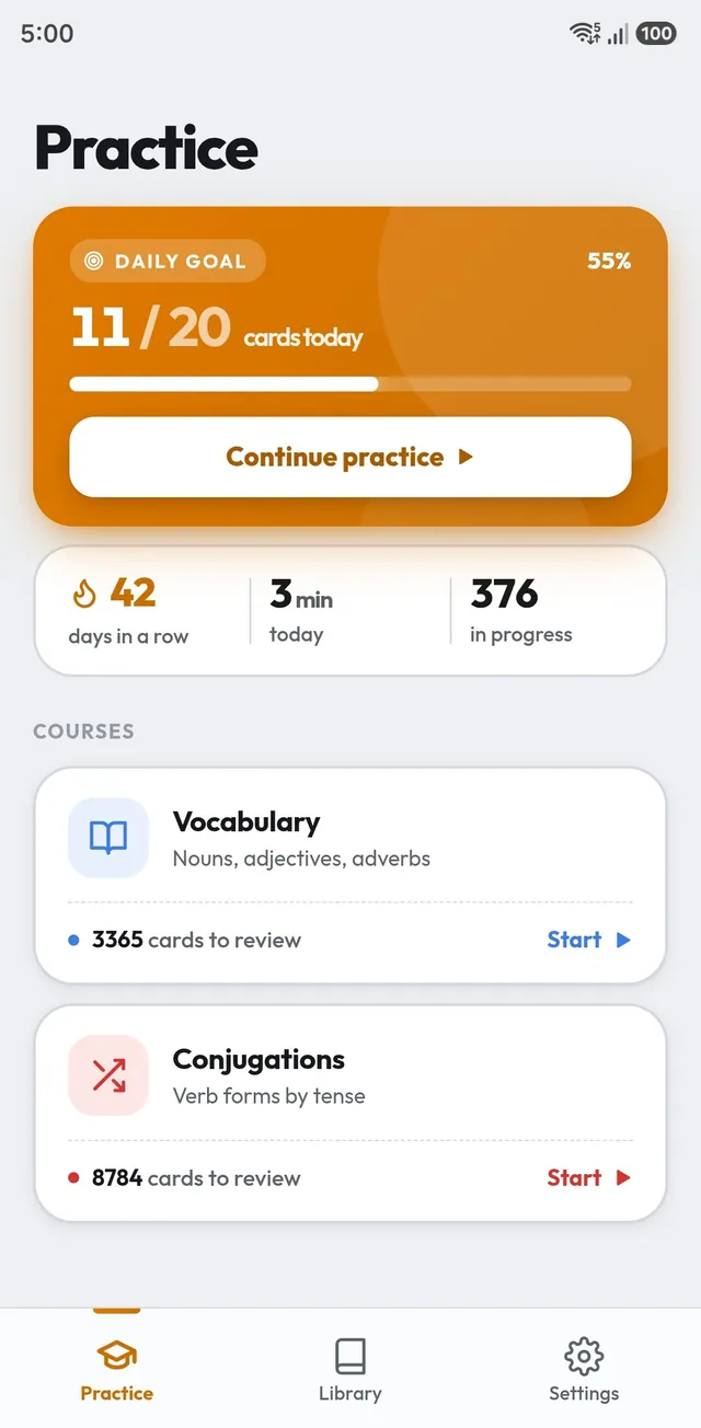 Verboteca home screen